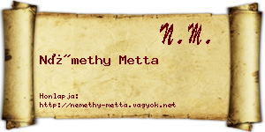 Némethy Metta névjegykártya